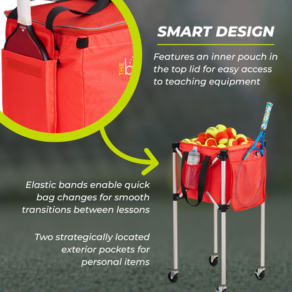 Racket Pets Ball Tote - Orange Replacement Bag for Tennis and Pickleball Pro Teaching Cart