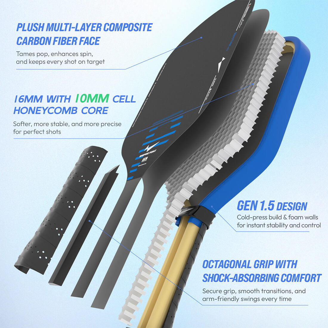 Wapring Point Rhythm Pickleball Paddle - Hybrid