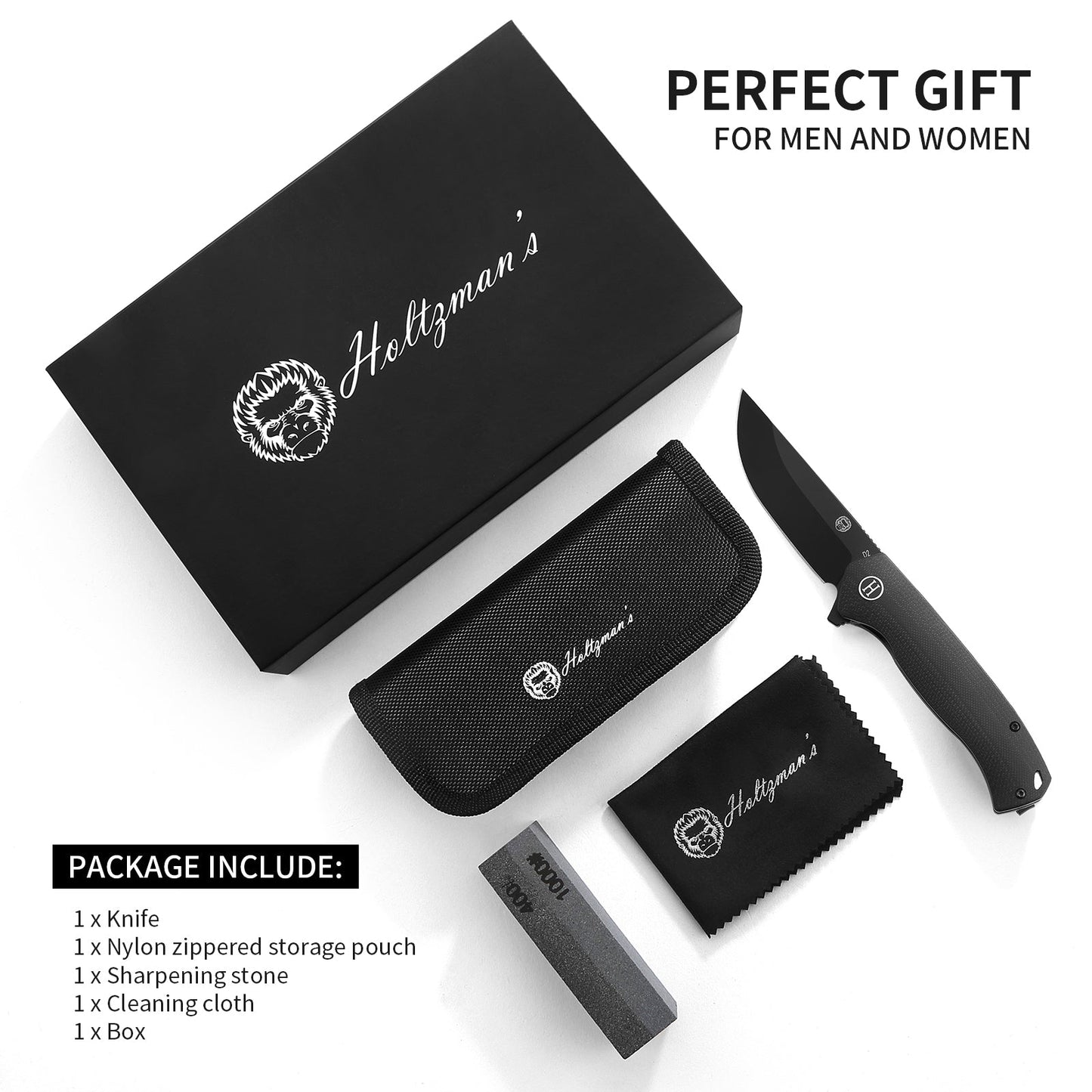 Holtzman's Gorilla Survival The Pathfinder Folding Pocket Holtzman's Gorilla Survival Knife Giftset for Men and Women (Black and Blue)