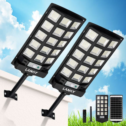 Langy Solar Lights 60W 90W Solar Outdoor Dusk to Dawn Lights with Remote Control