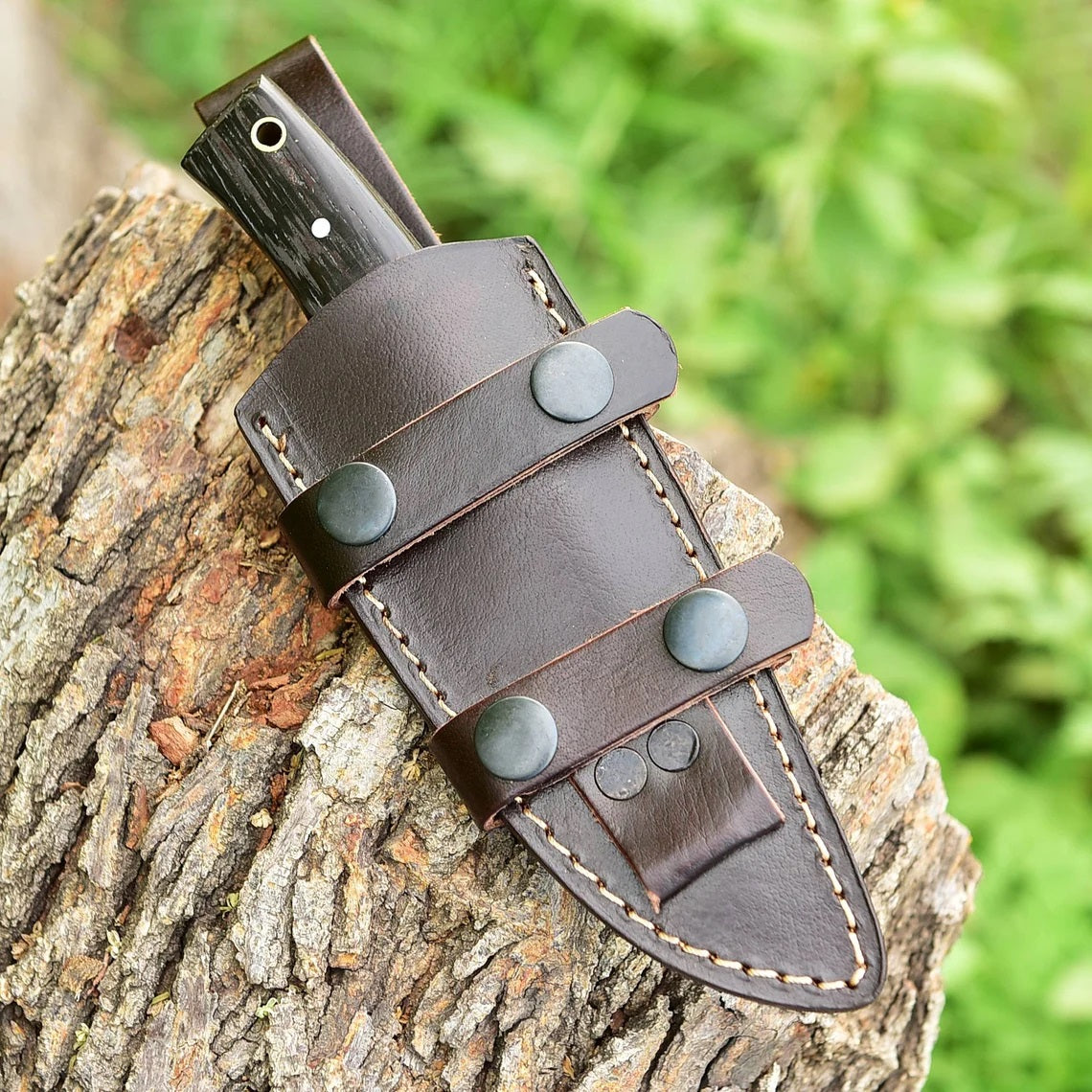 KBS Knives "Custom Handmade 1095 Forged Steel Skinning Knife | Wenge Wood Handle | 7.5 Inches | Leather Sheath | KBS Knives Store"