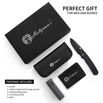 Holtzman's Gorilla Survival The Loyalist Folding Pocket Knife Giftset for Men and Women (Black and Blue)