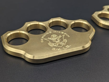 MILSPIN 3/4lb Brass Knuckle American Flag Solid Brass Paperweight