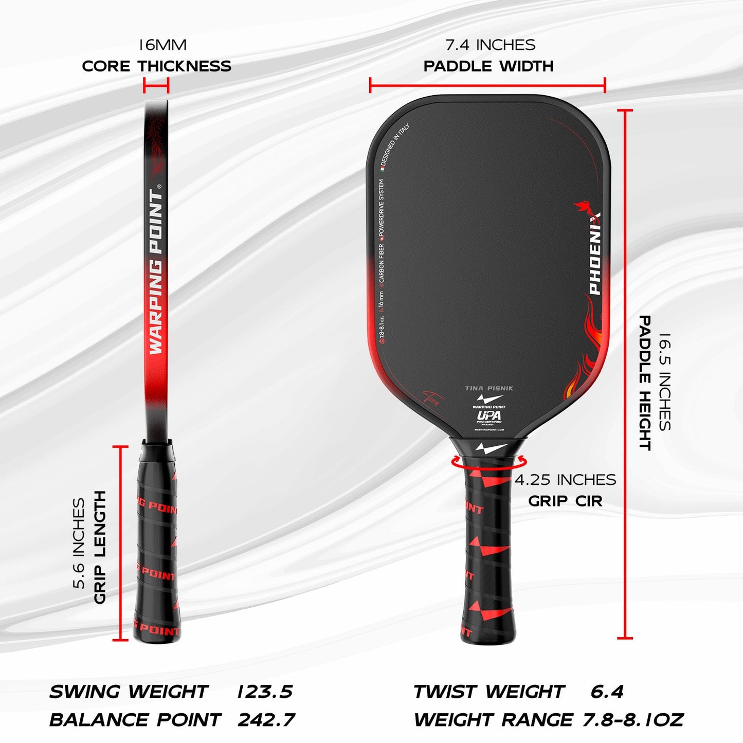 Warping Point Phoenix Pickleball Paddle - 16MM