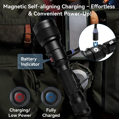 Powertac FlexBeam- 1200 Lumen Adjustable Beam Rechargeable Flashlight