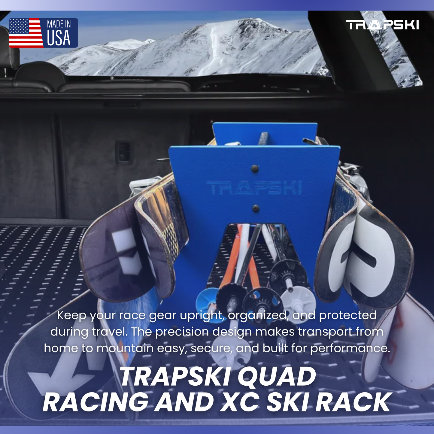 TRAPSKI QUAD Mobile All Mountain Ski and Standard Stance Snowboard Rack
