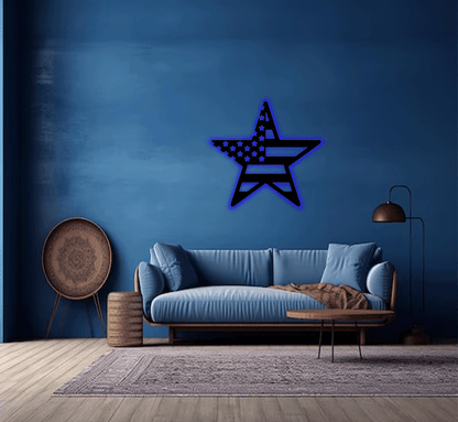 MetalPlex - American Flag Star - Metal Wall Art