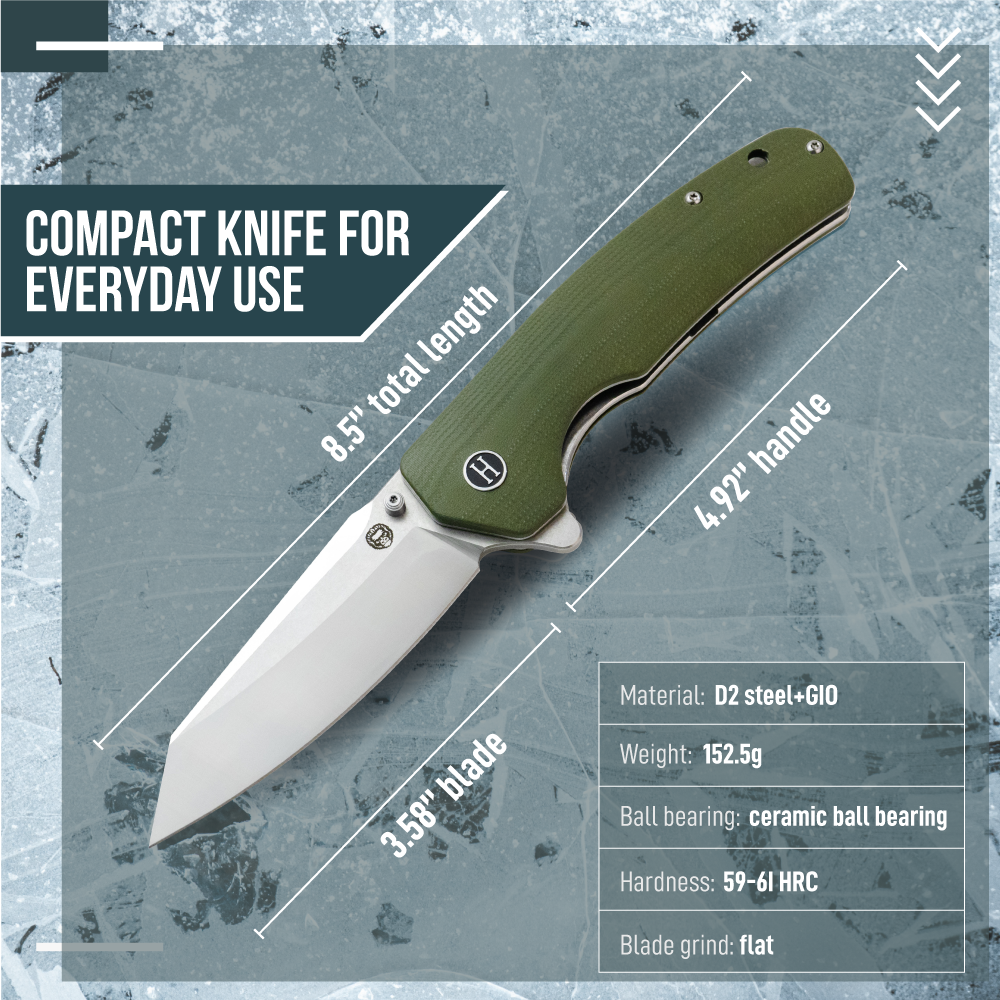 Holtzman's Gorilla Survival The Clip Point Folding Pocket Knife Giftset for Men and Women (Silver and Green)
