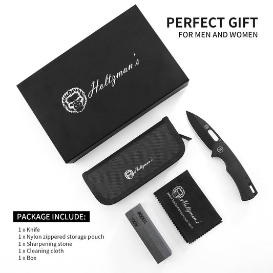 Holtzman's Gorilla Survival The Venture Point Folding Pocket Knife Giftset for Men and Women (Black and Blue)