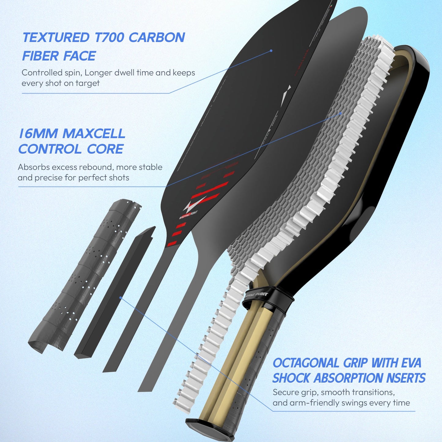 Warping Point Rhythm Pickleball Paddle - Wide body