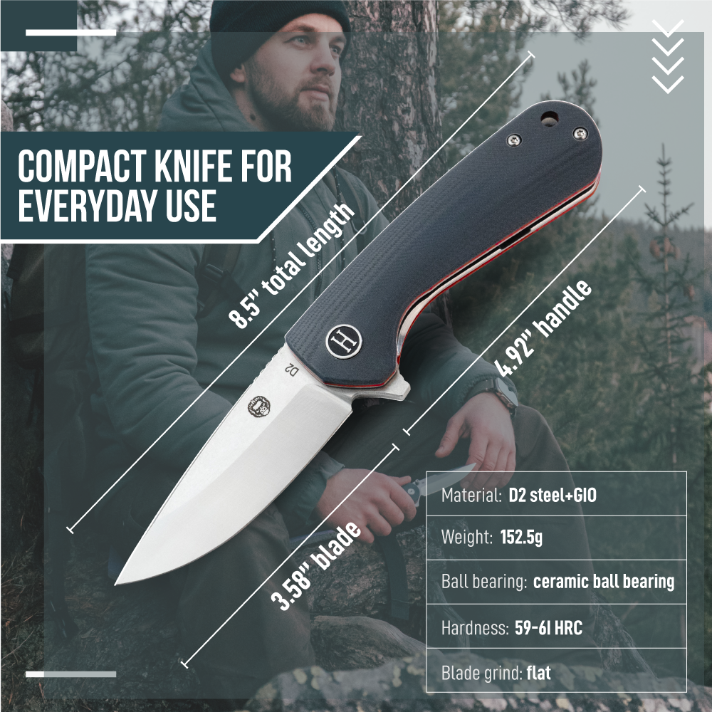 Holtzman's Survival The Peasant Folding Pocket Knife Giftset for Men and Women (Red and Grey)