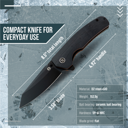 Holtzman's Gorilla Survival The Clip Point Folding Pocket Knife Giftset for Men and Women (Black and Orange)