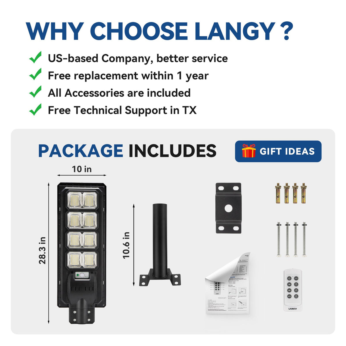 Langy Solar Lights 200W All in one solar Parking Lot Lights -25,000 lumens