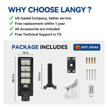 Langy Solar Lights 200W All in one solar Parking Lot Lights -25,000 lumens