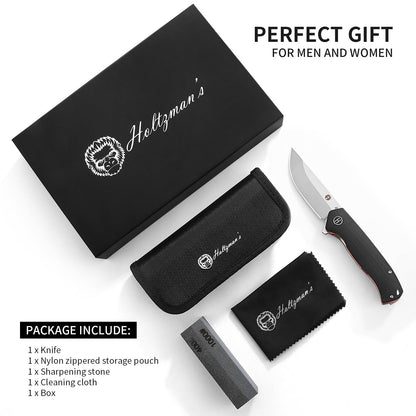 Holtzman's Gorilla Survival The Pathfinder Folding Pocket Knife Giftset for Men and Women (Silver and Red)