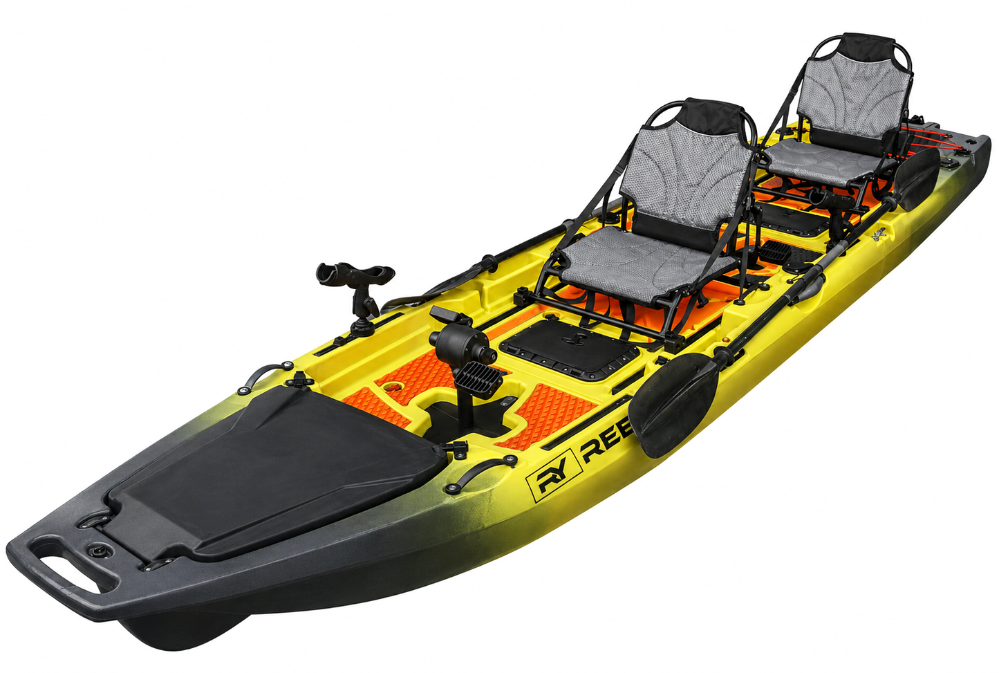 ReelYaks 13.8ft  Rocket Propeller Drive Tandem & Solo Modular Fishing Kayak | Propeller Drive | 550lbs Capacity | 3 Piece