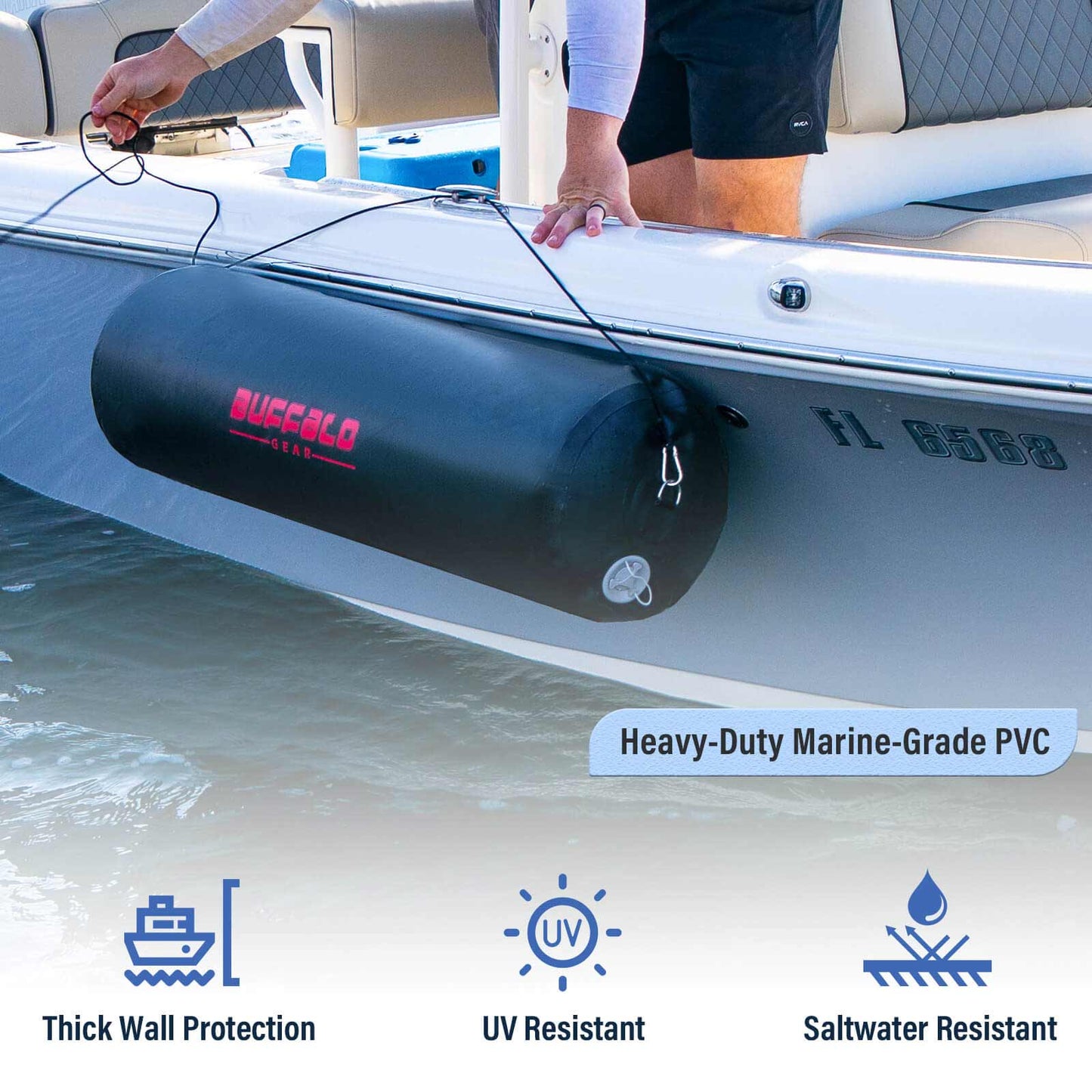 Buffalo Gear 11.8" x 39.4" Inflatable Boat Fender with Electric Pump