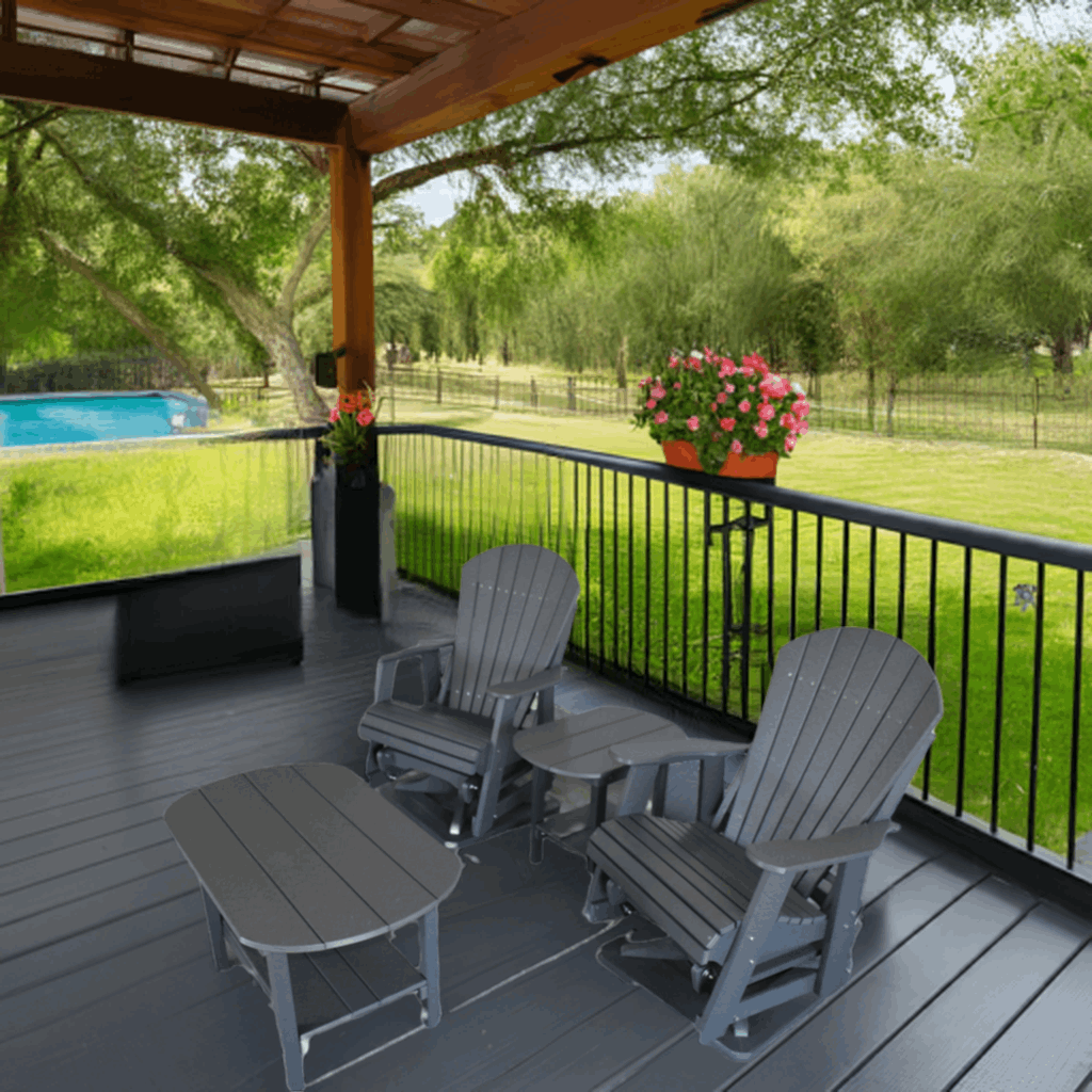 Dutch Country Patio 4 pc Glider Adirondack Chair and Table Set