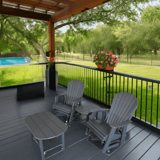 Dutch Country Patio 4 pc Glider Adirondack Chair and Table Set