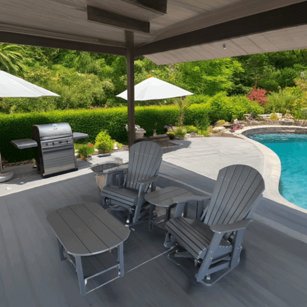 Dutch Country Patio 4 pc Glider Adirondack Chair and Table Set