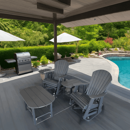 Dutch Country Patio 4 pc Glider Adirondack Chair and Table Set