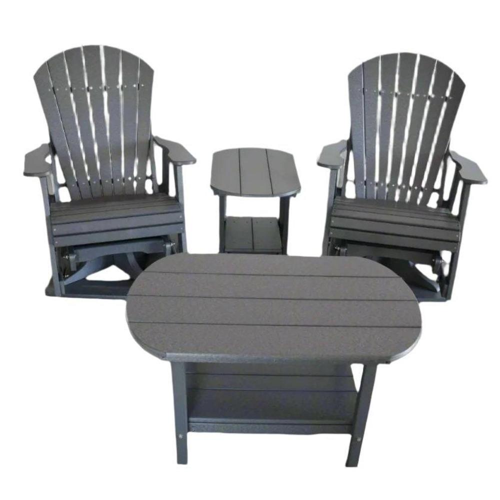 Dutch Country Patio 4 pc Glider Adirondack Chair and Table Set