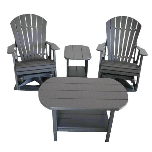 Dutch Country Patio 4 pc Glider Adirondack Chair and Table Set