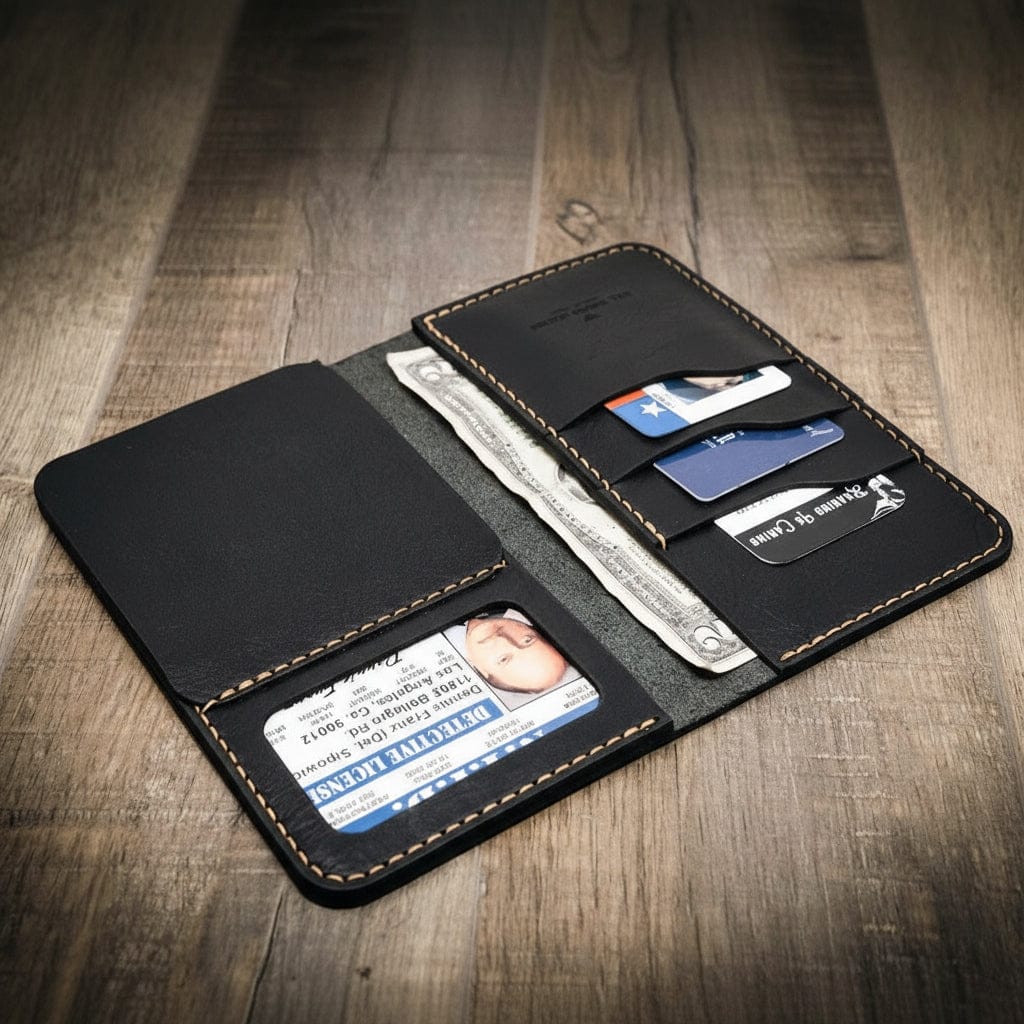 Bull Sheath Leather Badge Long Wallet