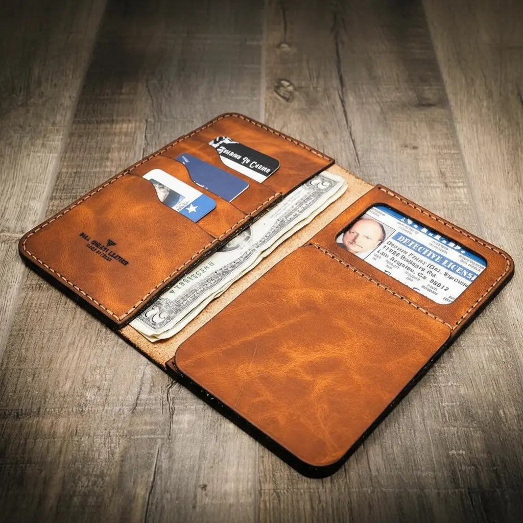 Bull Sheath Leather Badge Long Wallet