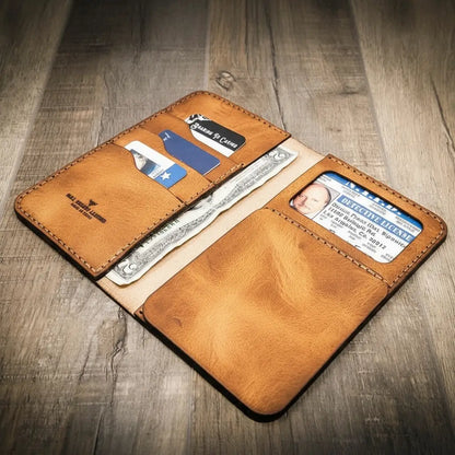 Bull Sheath Leather Badge Long Wallet