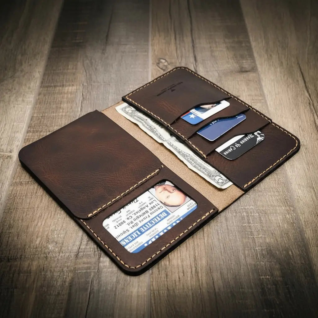 Bull Sheath Leather Badge Long Wallet