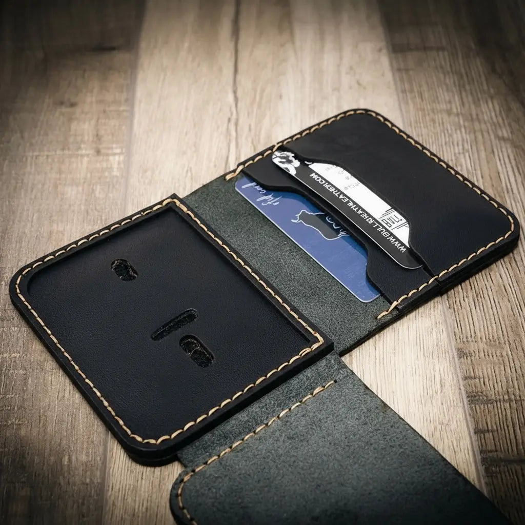 Bull Sheath Leather Minimalist Badge Wallet