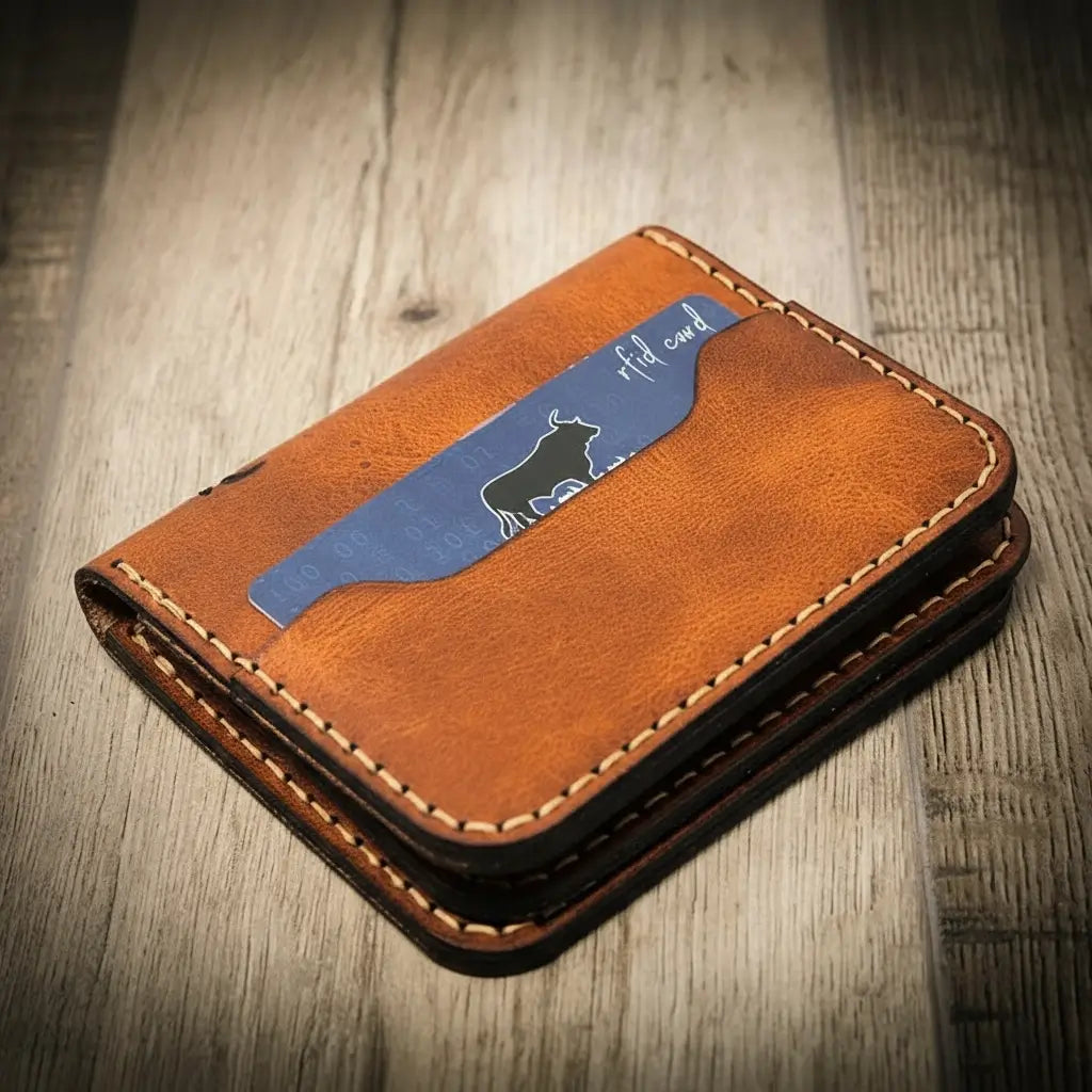 Bull Sheath Leather Minimalist Badge Wallet