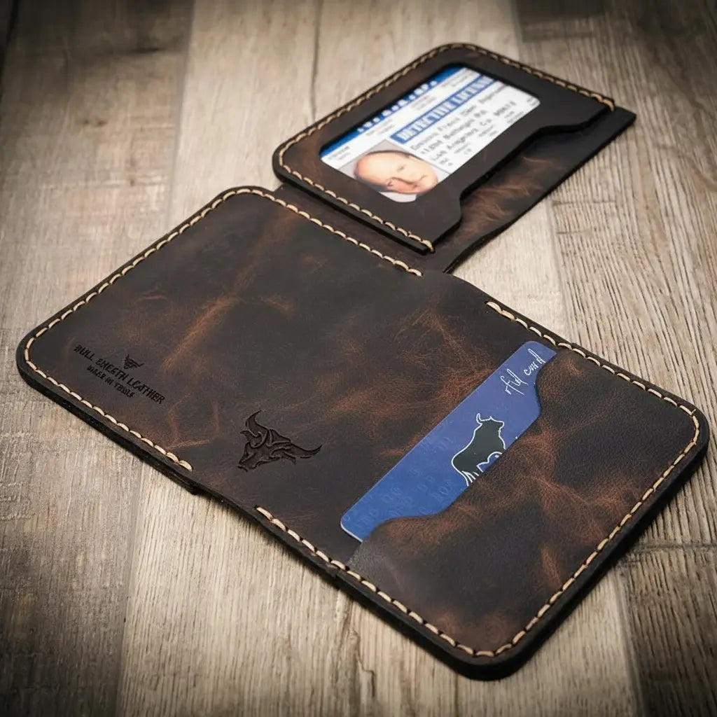 Bull Sheath Leather Minimalist Badge Wallet