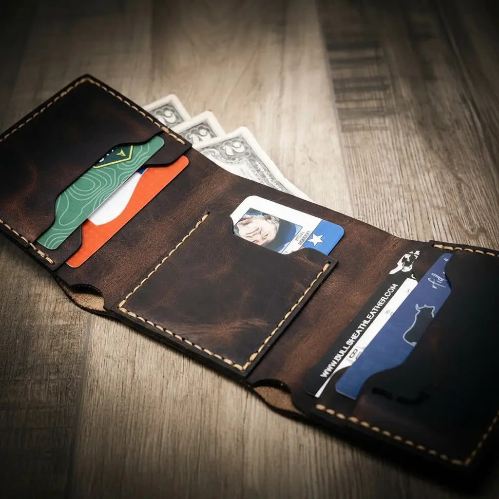 Bull Sheath Leather The Trinity Trifold Wallet