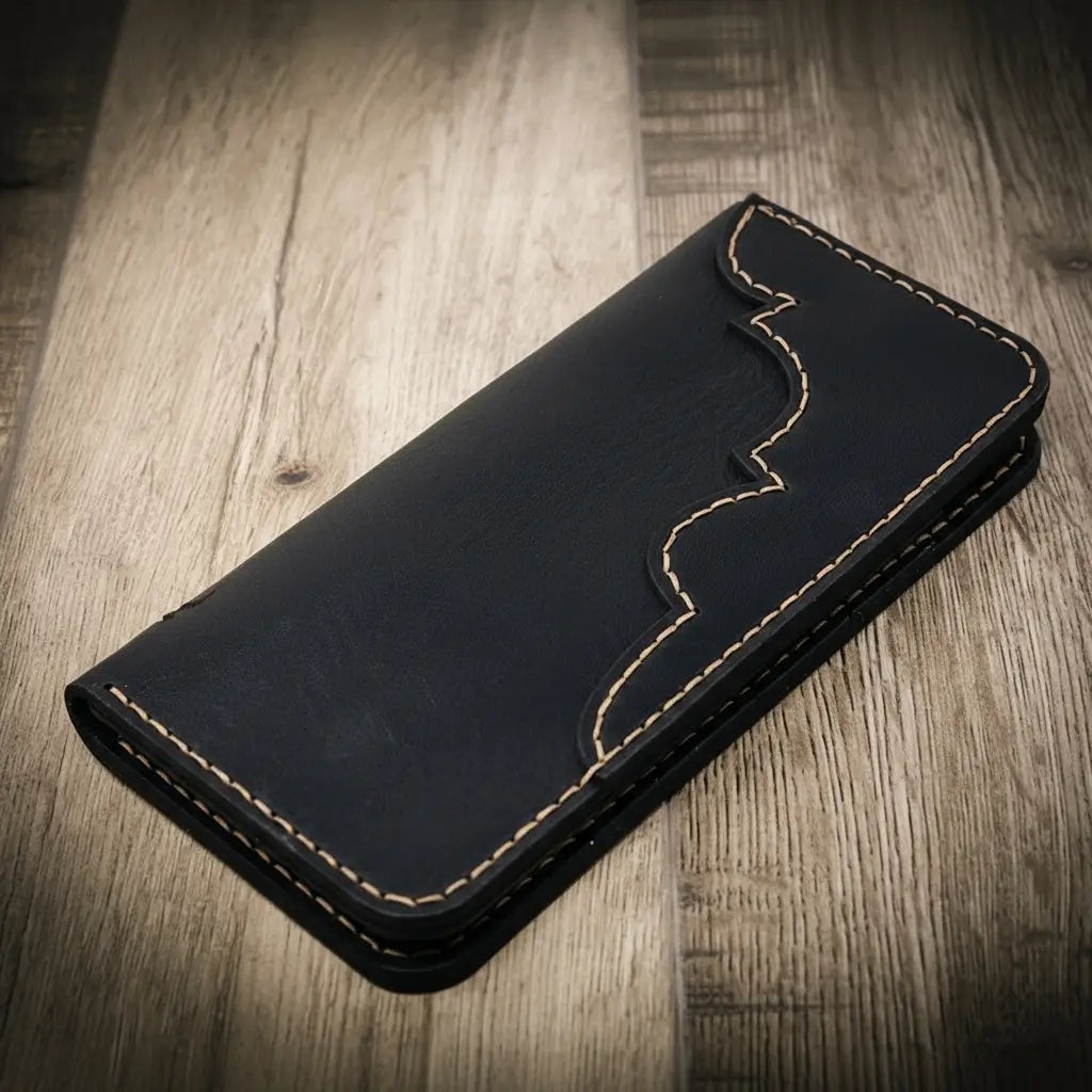 Bull Sheath Leather Western Long Wallet
