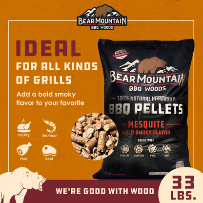 Bear Mountain BBQ All Natural Wood Mesquite Smoker Pellets, 40 Pounds (2 Pack)