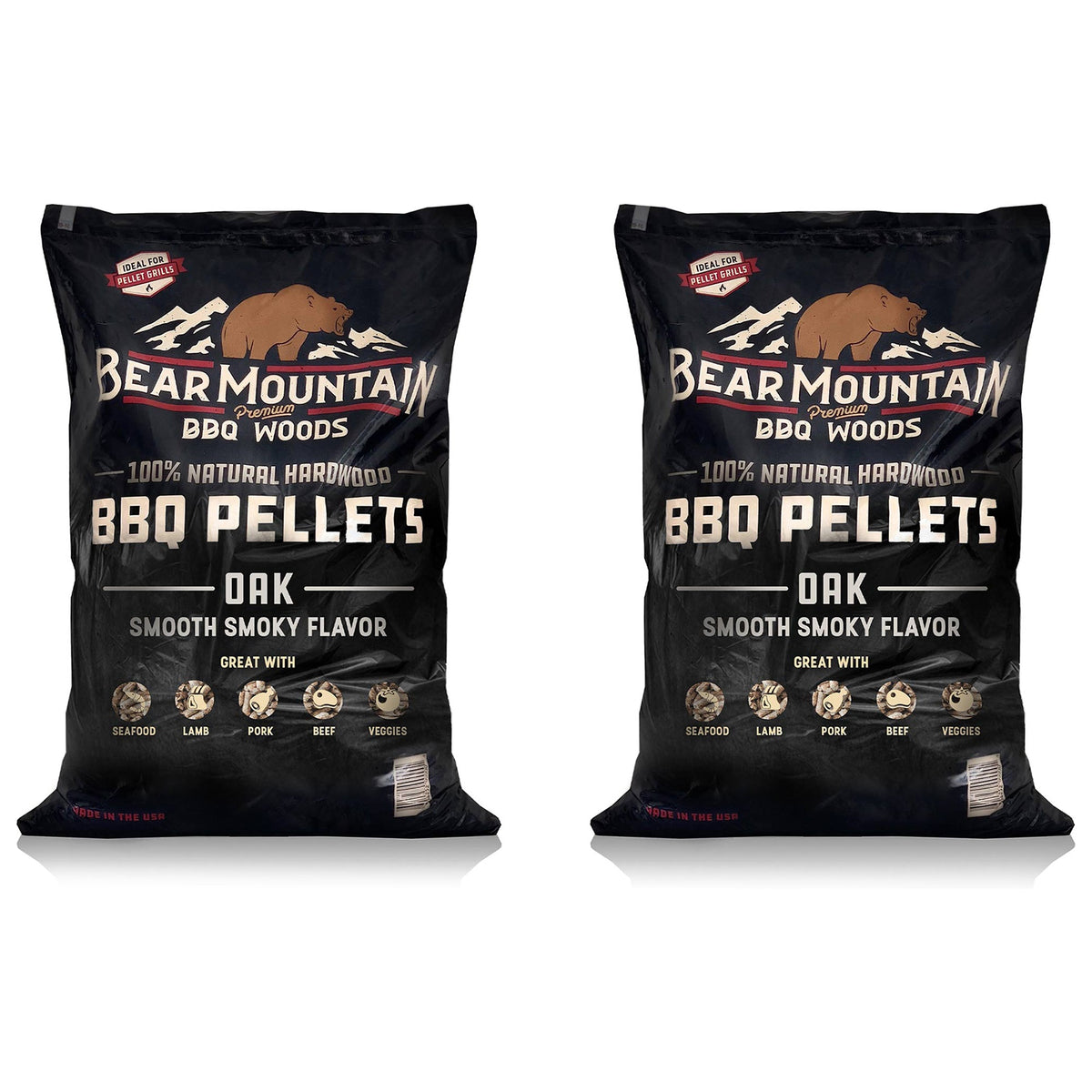 Bear Mountain BBQ All Natural Hardwood Oak BBQ Smoker Pellets, 20 lbs (2 Pack)