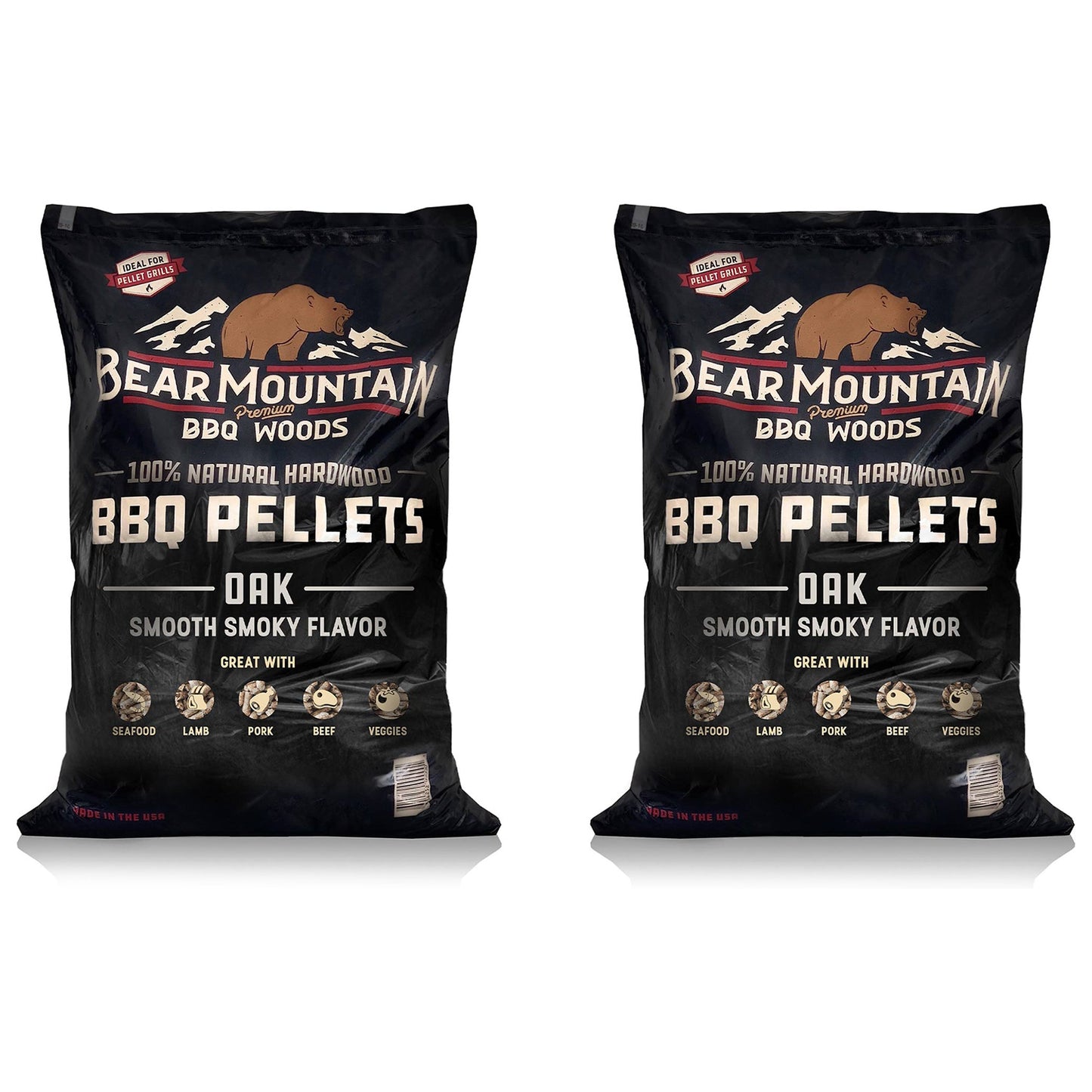 Bear Mountain BBQ All Natural Hardwood Oak BBQ Smoker Pellets, 20 lbs (2 Pack)