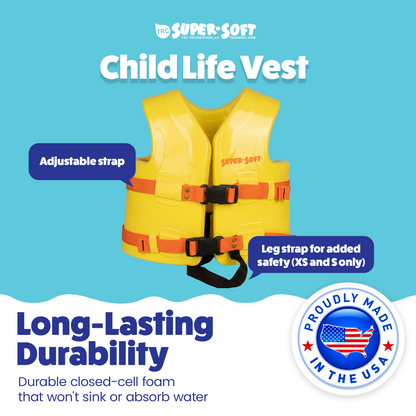 TRC Recreation Super Soft Child Life Jacket Safety Vest, X Small, 2 Pack, Yellow
