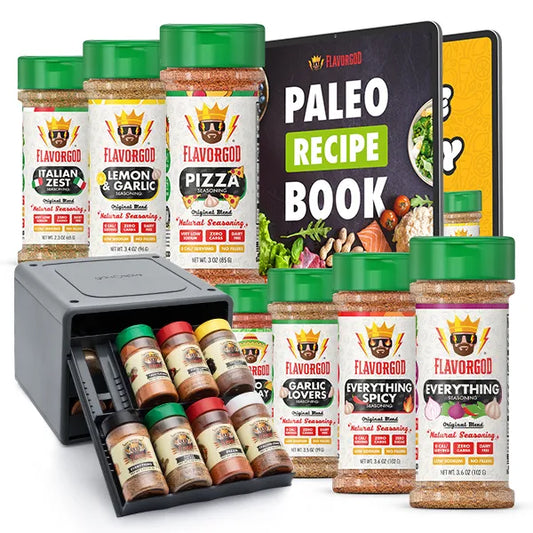 Flavor God Startup Chef Spice Pack + Storage Rack