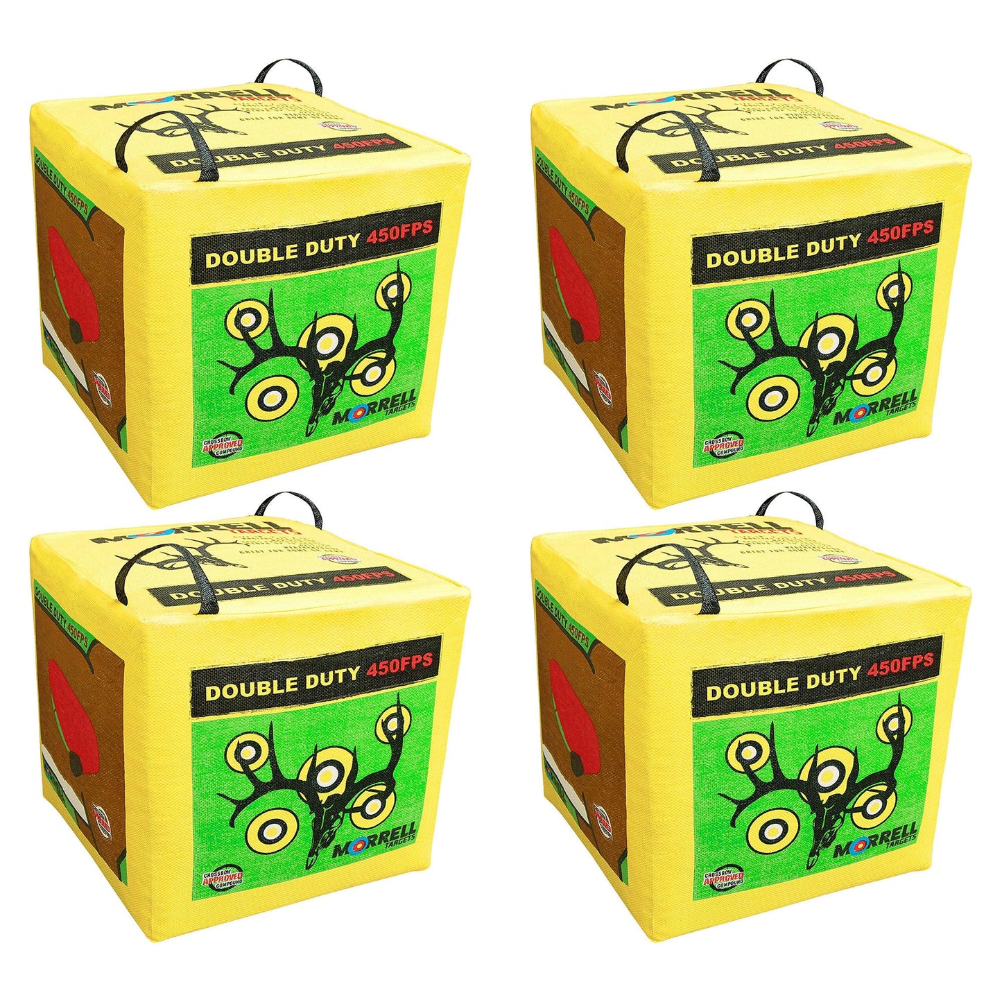 Morrell Double Duty 450 FPS 4 Sided Cube Field Point Archery Bag Target, 4 Pack
