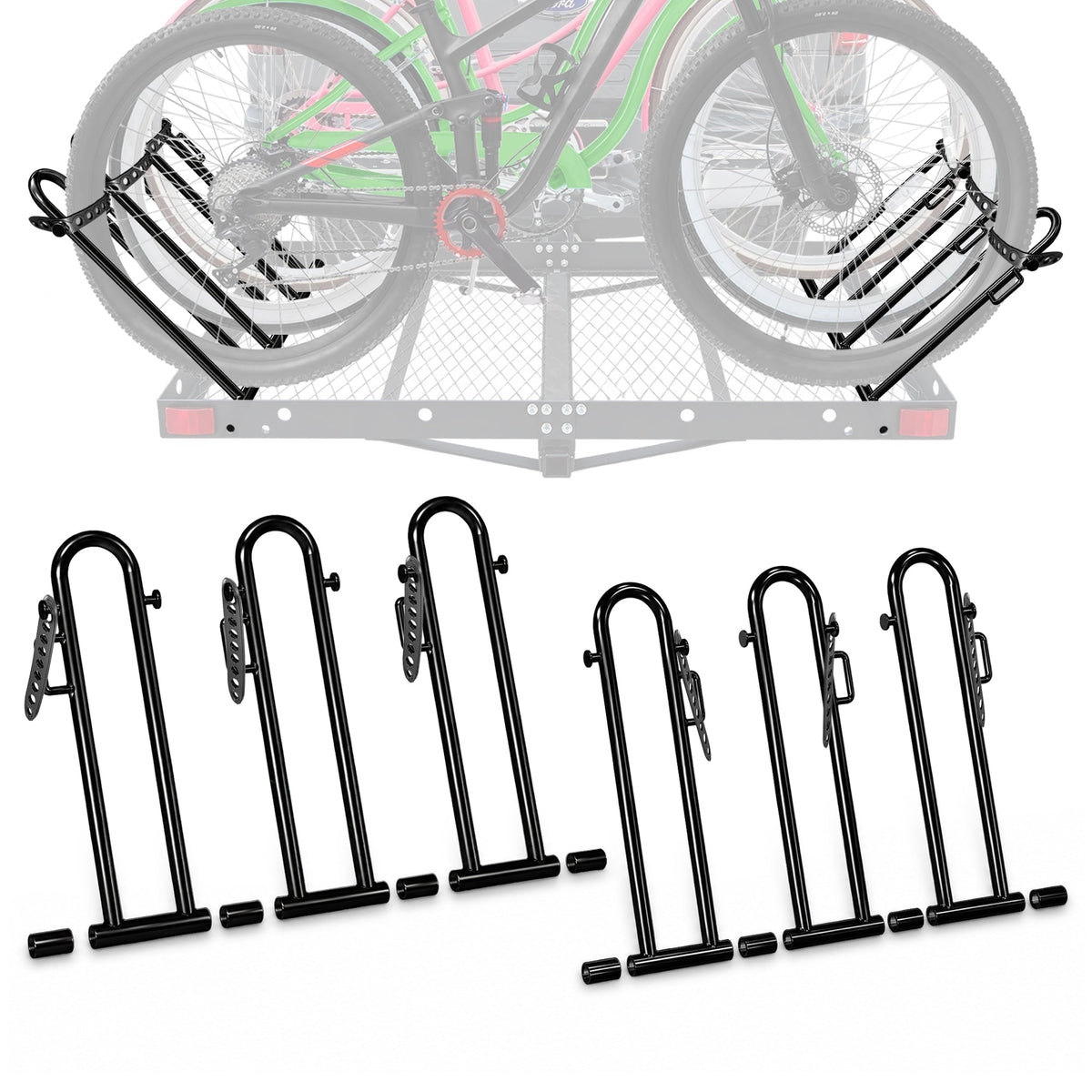 Tow Tuff Fat Tire Bike Cradle Kit for 3 Bikes with Adjustable Straps