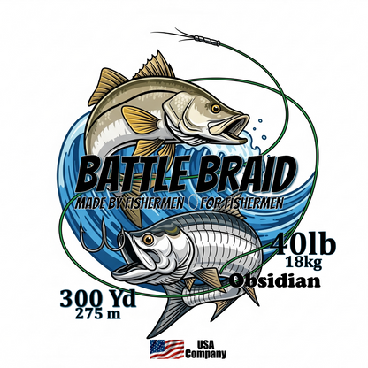 BATTLE BRAID OBSIDIAN 300YRD SPOOL 8x PE