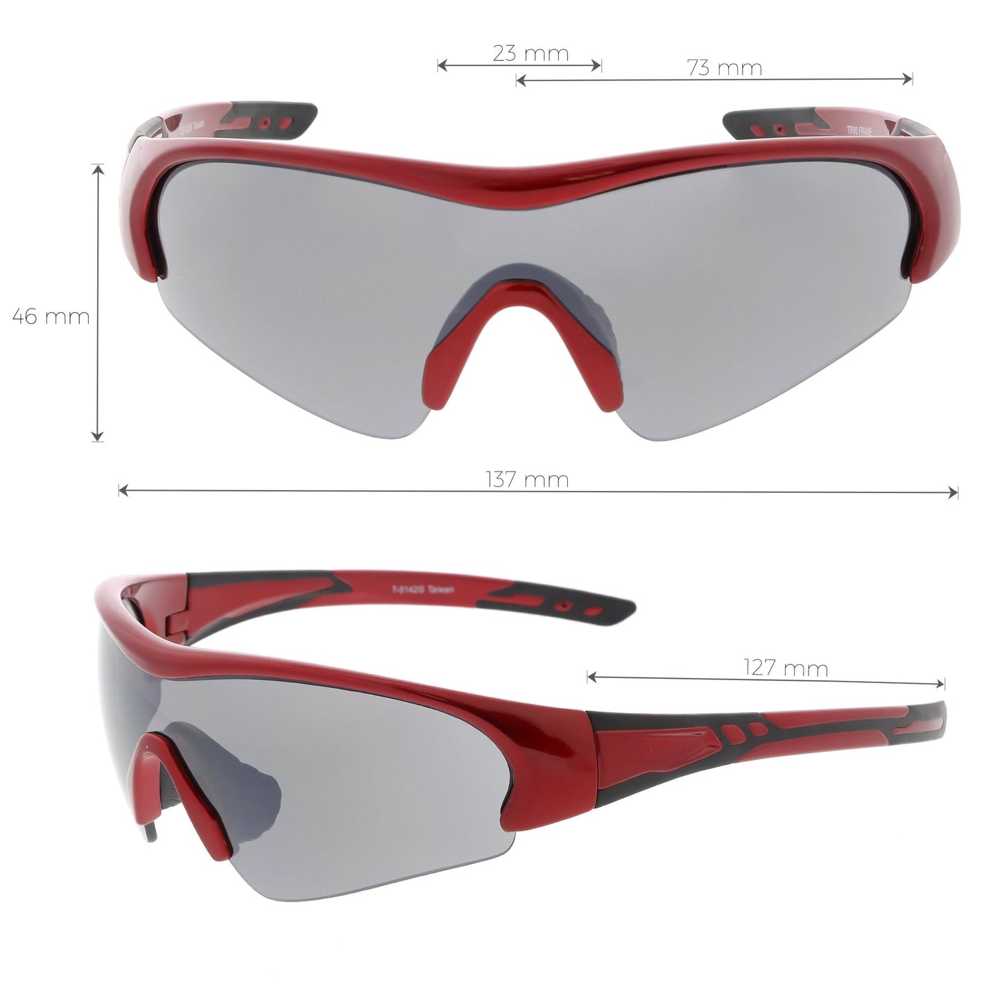 zeroUV TR-90 Performance Wrap Around Half Frame Sunglasses C798