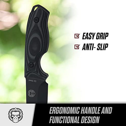 Holtzman's Gorilla Survival The Baby Silverback Survival Knife Giftset for Outdoors (Black Blade + Grey Liner)