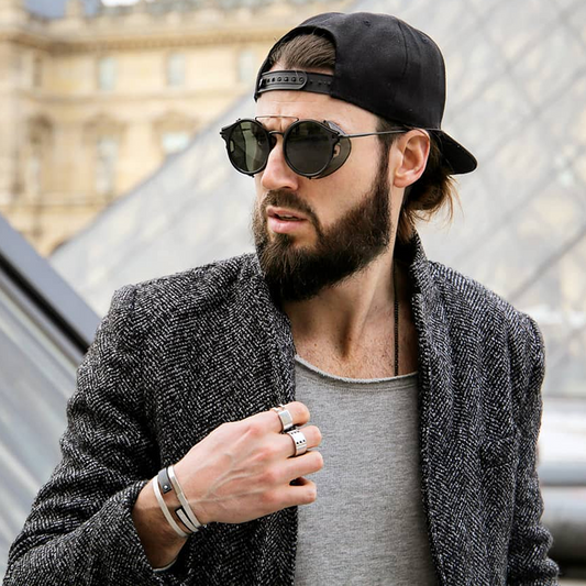 zeroUV Vintage Dapper Steampunk Side Cover Round Sunglasses C083