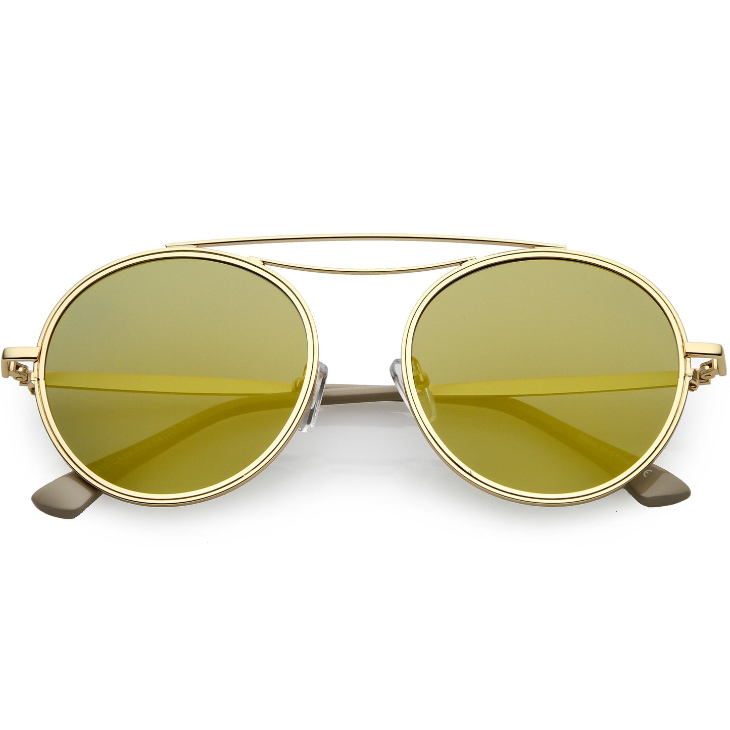 zeroUV Retro Polarized Round Metal Aviator Mirrored Lens Sunglasses C821