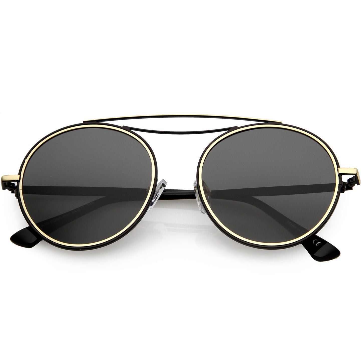 zeroUV Retro Polarized Round Metal Aviator Mirrored Lens Sunglasses C821
