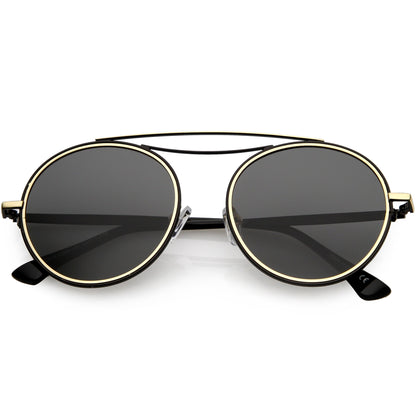 zeroUV Retro Polarized Round Metal Aviator Mirrored Lens Sunglasses C821